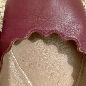 Chloe Lauren ballerina flat in leather with scalloped accent, side 38.